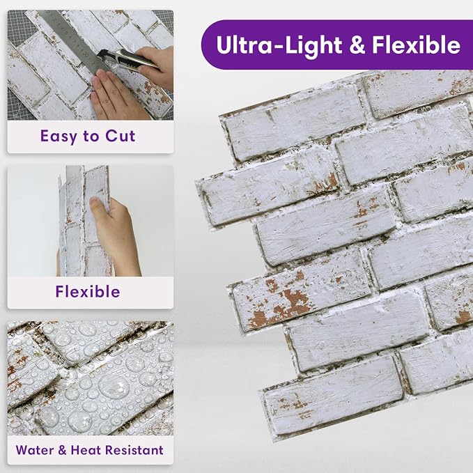 3D Faux Brick Wall Panels Peel and Stick, Small Brick-Look Textured Wall Sticker - Image 5
