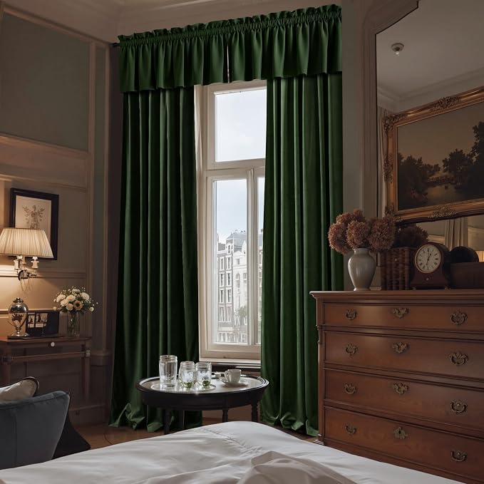 NICETOWN Velvet Cafe Windows Valance, Olive Green Window Treatment - Image 4