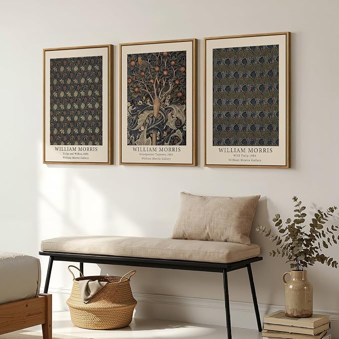 Framed Vintage William Morris Canvas Wall Art Set of 3, Nature Rustic Botanical - Image 2