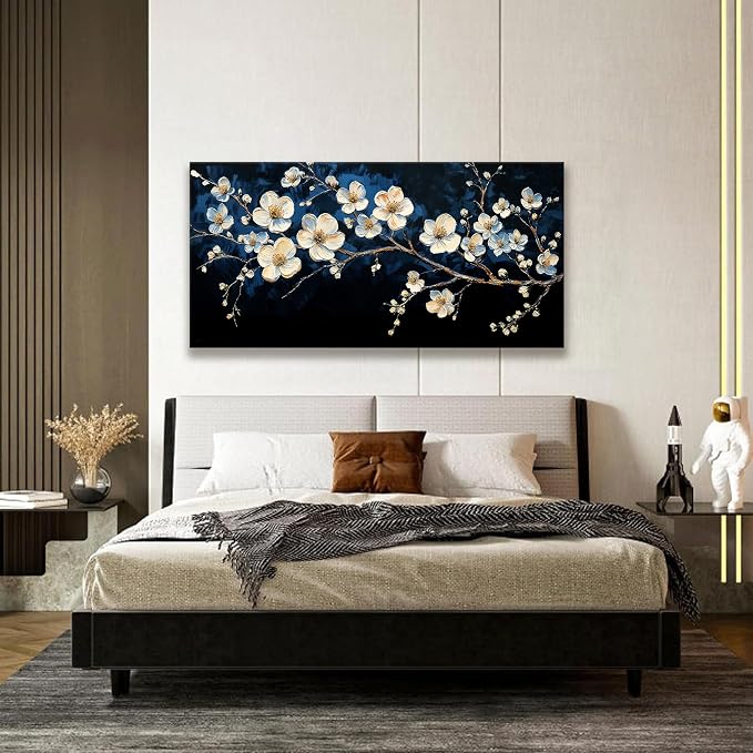 Suconvng White Flower Wall Art Canvas Wall Art Decor Set Home Wall Decor Modern - Image 6