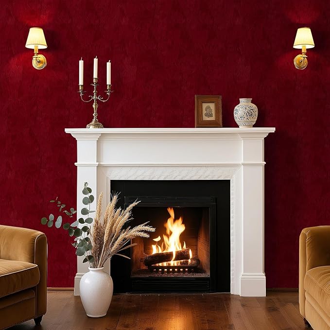 Garnet Velvet Wallpaper Peel and Stick Fabric Felt Wallpaper Wrinkled Textured - Image 7