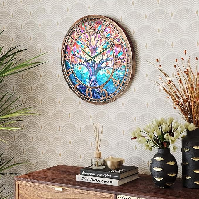 WANGIRO Tree of Life Wall Clock 12inch Silent Movement Non-Ticking Clock - Image 5