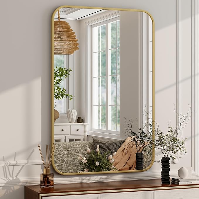 Easly 20 x 28 Inch Bathroom Mirror, Rounded Rectangular Vanity Mirror - Image 8