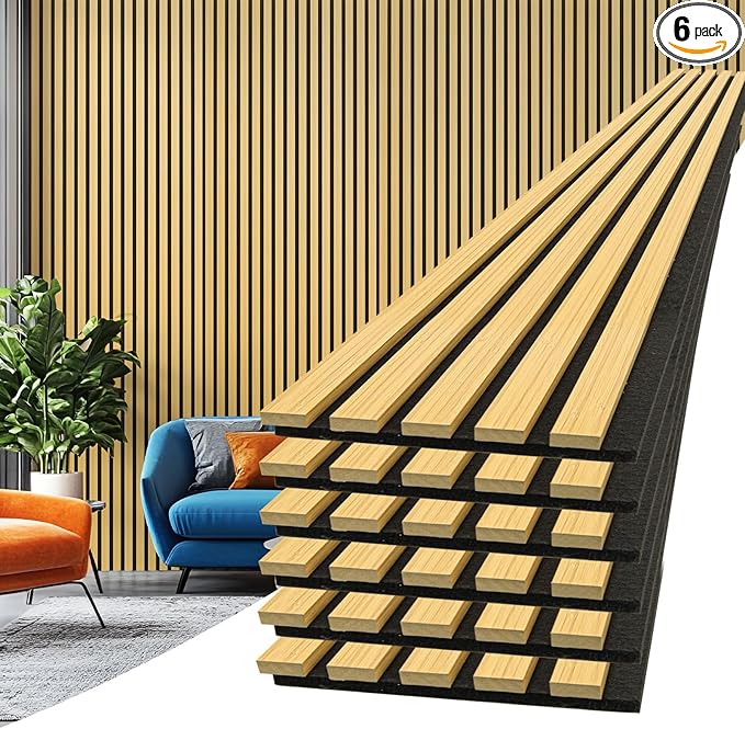 Art3d 6-Piece Wood Slat Acoustic Panels by Art3d