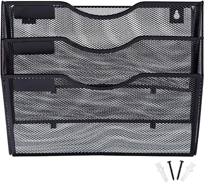 EASEPRES 3 Pocket Mesh Hanging Wall File Organizer, Wall Mounted Mail Paper - Image 8