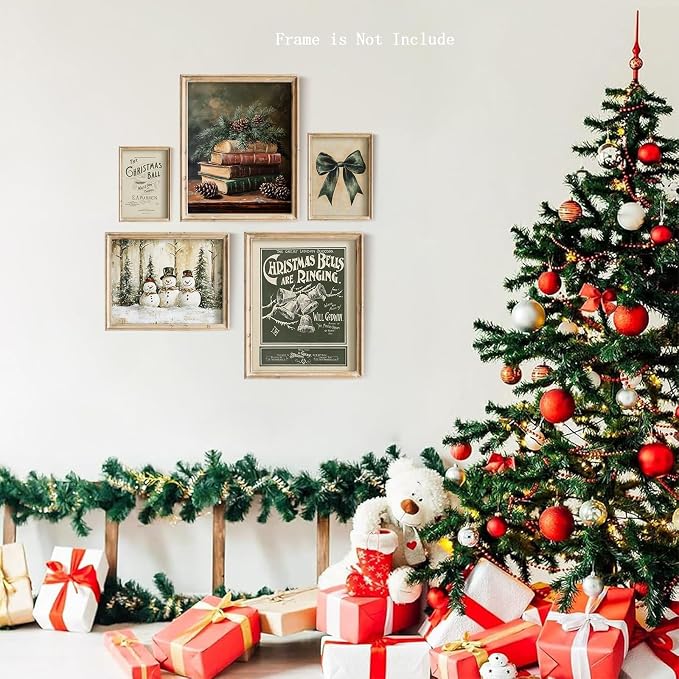 Vodefoad Vintage Dark Green Christmas Prints Set Farmhouse Christmas Gallery - Image 2