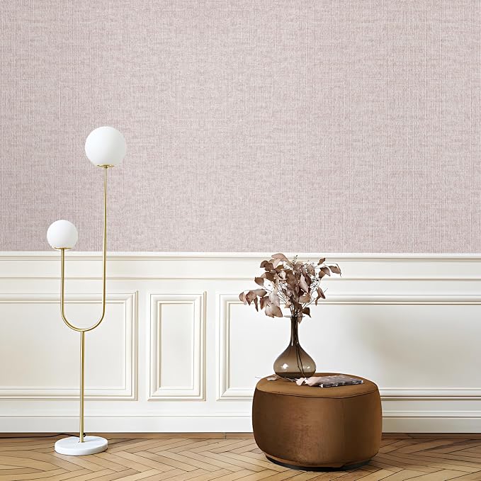 Beige Grasscloth Peel and Stick Wallpaper, Modern Textured Fabric Linen Vinyl - Image 5