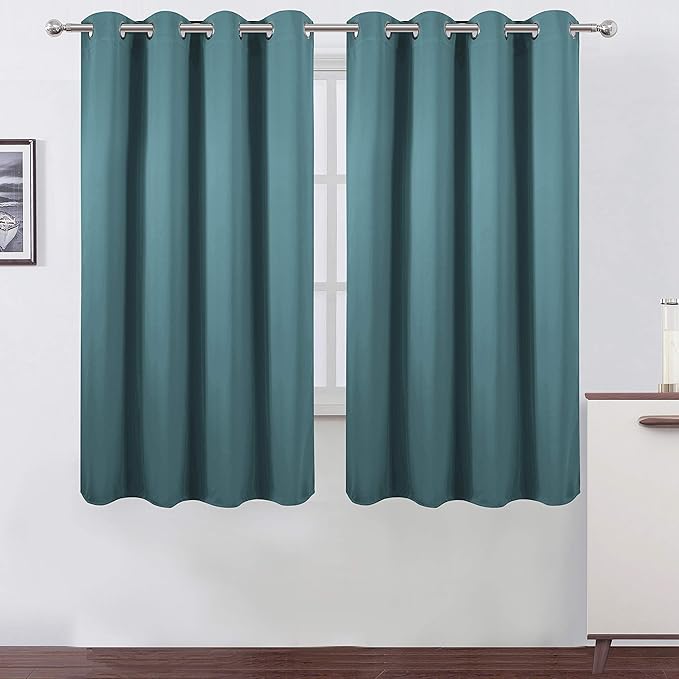 LEMOMO Sea Teal Blackout Curtains 66 x 63 Inch Length/Set of 2 Curtain by Lemomo