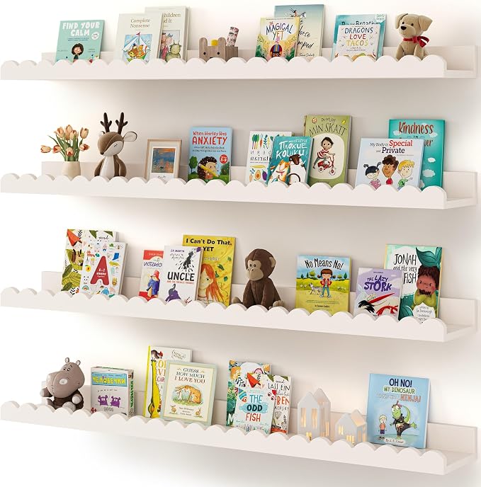 Shario Nursery Book Shelves, Scalloped Shelves, Wall Book Shelves by Shario