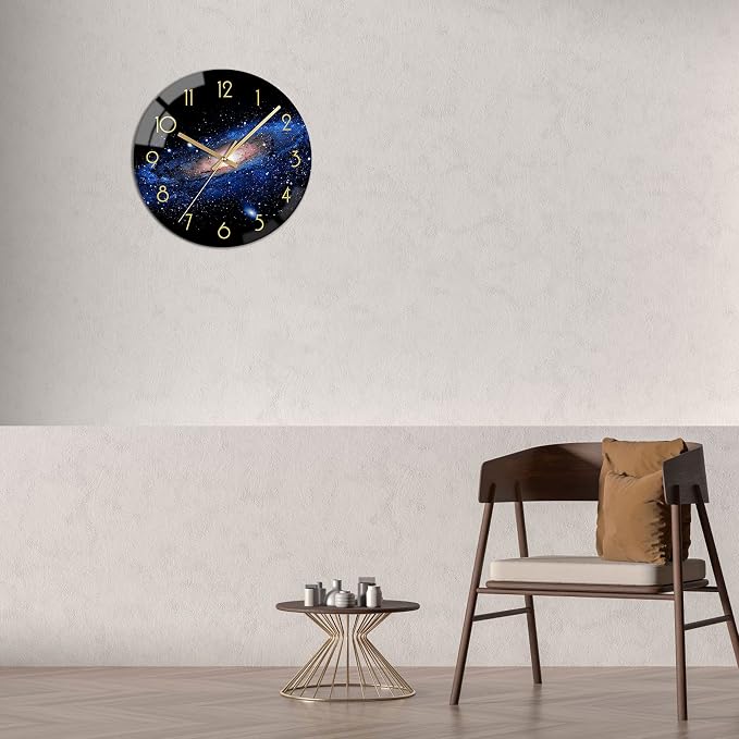 VIKMARI Black Wall Clock 12 Inch Round Silent Non-Ticking Quartz Battery - Image 6