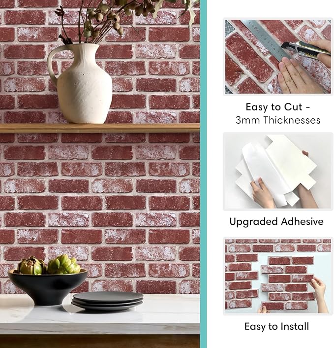 Commomy 3D Peel and Stick Brick Tiles - Image 6