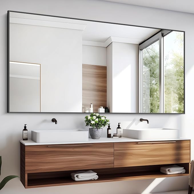 KOCUUY Black Bathroom Mirrors for Wall, 72x36 Large Rectangle Mirrors for - Image 7