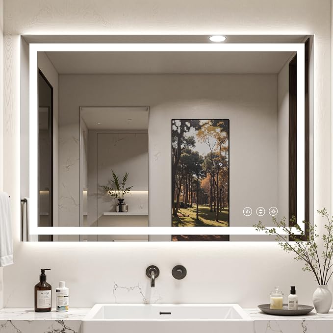 48X40 LED Bathroom Mirror with Lights, Backlit + Front Lit, Lighted Bathroom by Rpoesx
