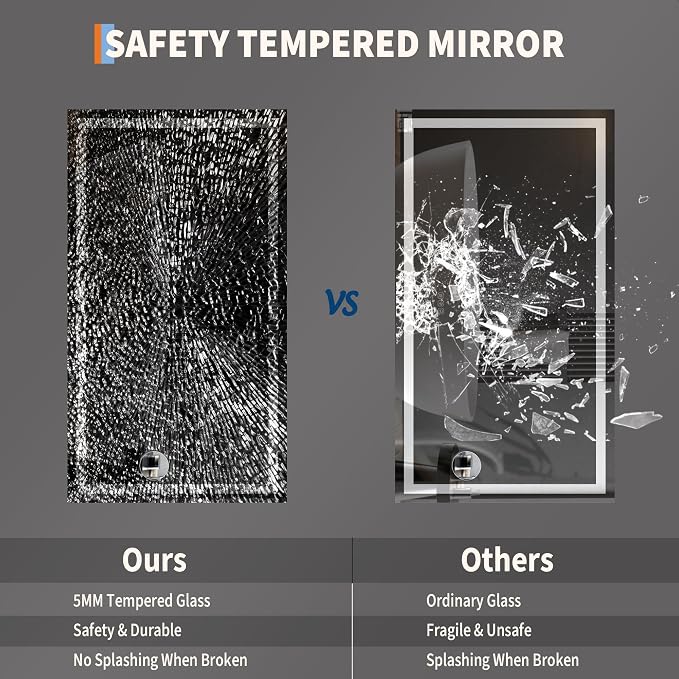 LED Bathroom Mirror 50 x 28 inch, Lighted Bathroom Vanity Mirror - Image 7