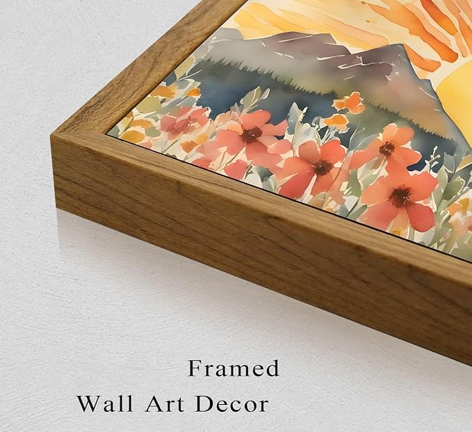 Framed Boho Sun Canvas Wall art Mid-Century Modern Abstract Bohemian Sunset in - Image 3