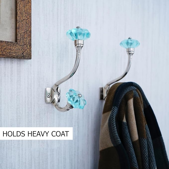 Indian Shelf Pack of 6 Heavy Duty Colorful Crystal Double Prong Glass - Image 2