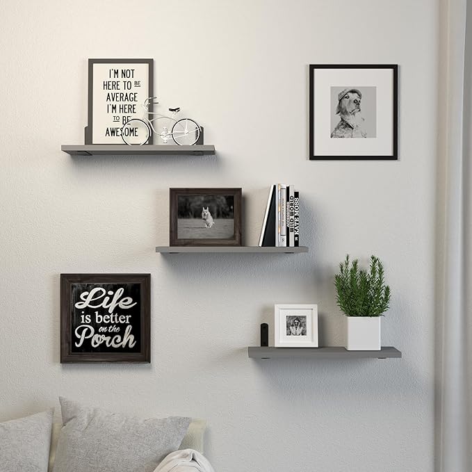 DOLLFIO Floating Shelves, 3 Sets Wall Wooden Shelves - Image 7