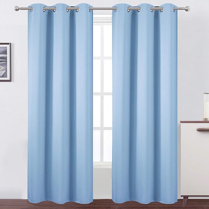 LEMOMO Sky Blue Thermal Blackout Curtains/38 x 84 Inch/Set of 2 Panels Room by Lemomo