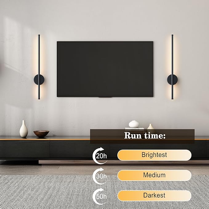 Battery Operated Modern Wall Sconces, Dimmable Wireless Wall Light Set of Two - Image 3