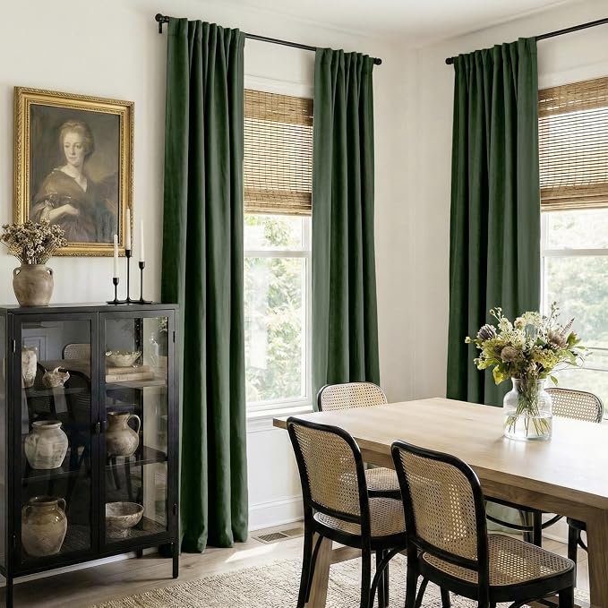 100% Blackout Shield Green Linen Blackout Curtains - Image 6
