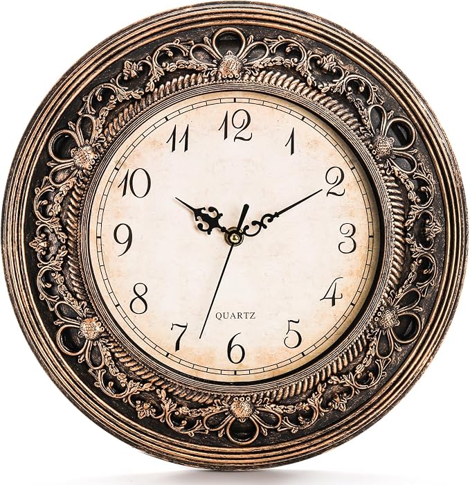 Pumtus Plastic Silent Wall Clock, 13 Inch Vintage Battery Operated Wall Clocks by Pumtus