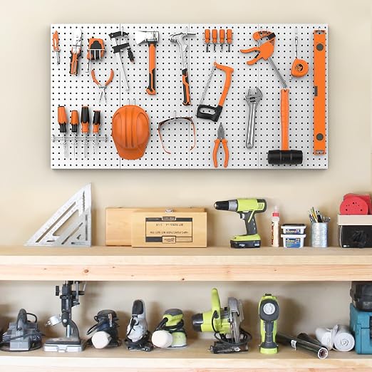 Pegboard Smith Metal Pegboard Panels 12" x 24", 4 Pack Grey Wall Mounted Tool - Image 2