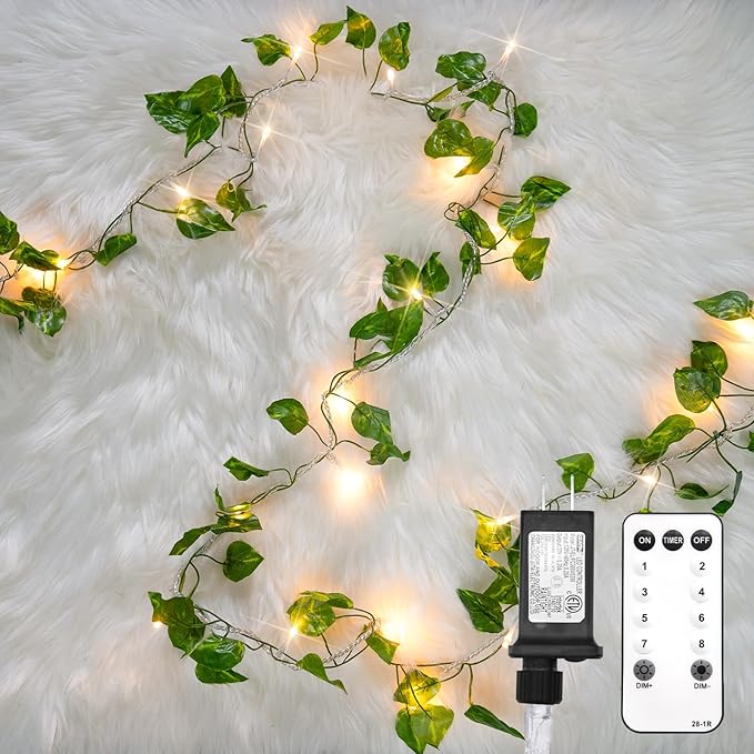suddus Vine with Fairy Light Plug in, 33ft 100 LED Pothos String Lights by SUDDUS