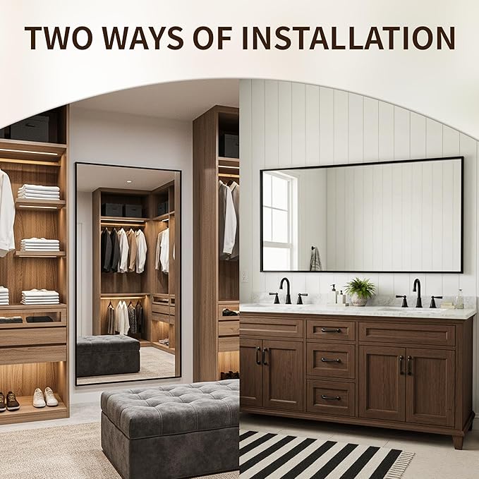 FICTOR Bathroom Vanity Mirror-Black, 60x36 Inch, Shatterproof & Anti-Rust - Image 3