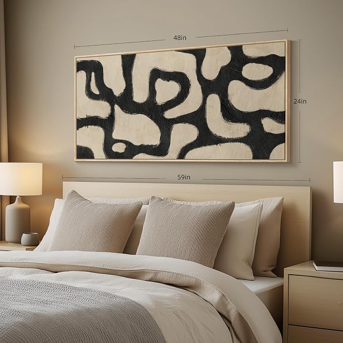 Framed Abstract Neutral Horizontal Wall Art - Image 2