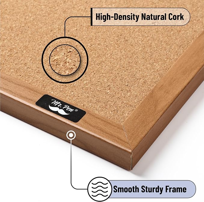 Mr. Pen- Cork Board, Wood Frame, Cork Bulletin Board, Push Pin Board, Cork - Image 3