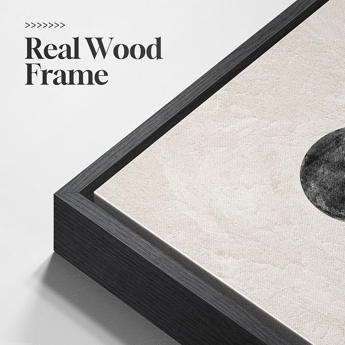 Large Framed Black and White Abstract Wall Art, Abstract Mountain and Moon - Image 6
