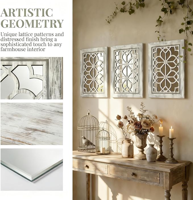 Set of 2 11x15 Inch Rectangular Shatterproof Grey Decorative Wall Mirrors - Image 4