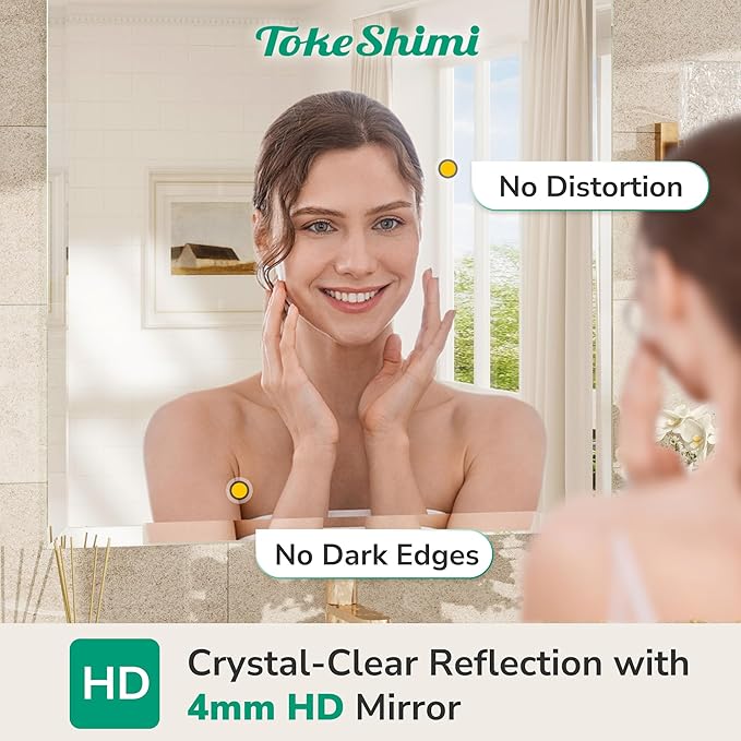 TokeShimi 72x36 Bathroom Mirror Frameless, Tempered 1" Beveled Edge Bathroom - Image 4