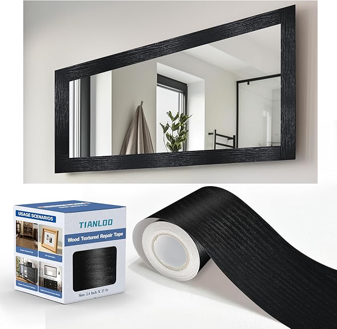 TIANLDD 27 FT Wood Grain Wallpaper Border, Removable Waterproof Mirror Border by TIANLDD