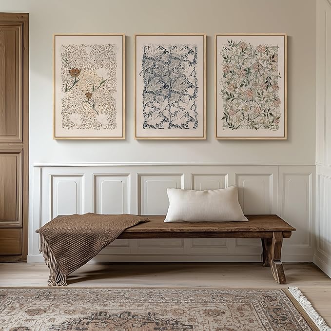 Framed Large William Morris Canvas Wall Art Set of 3, Vintage Nature Floral - Image 4