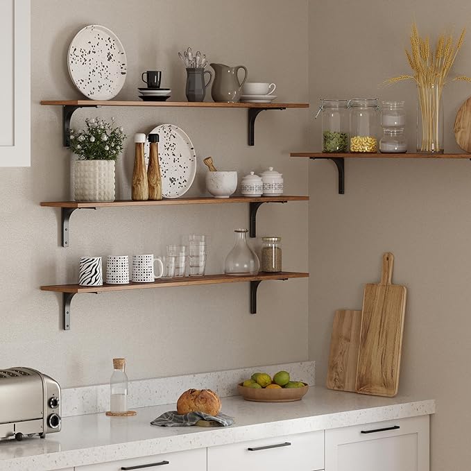DINZI LVJ Long Wall Shelves, 47.3Inch Wall Mounted Shelves Set of 2, Extra - Image 7