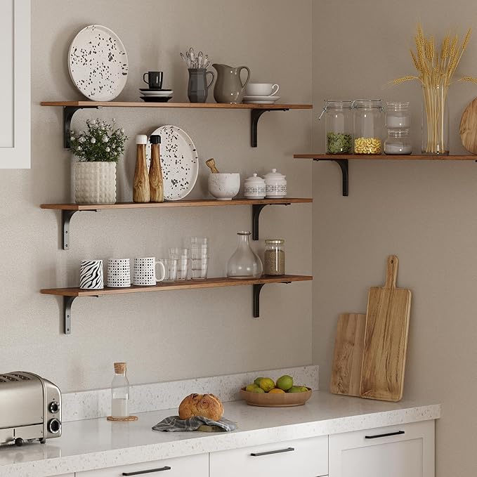 DINZI LVJ Long Wall Shelves, 55.1Inch Wall Mounted Shelves Set of 2, Extra - Image 7
