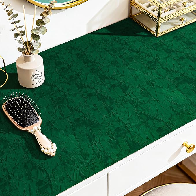 Green Crushed Velvet Fabric Wallpaper Peel and Stick Green Felt Drawer Liner - Image 3
