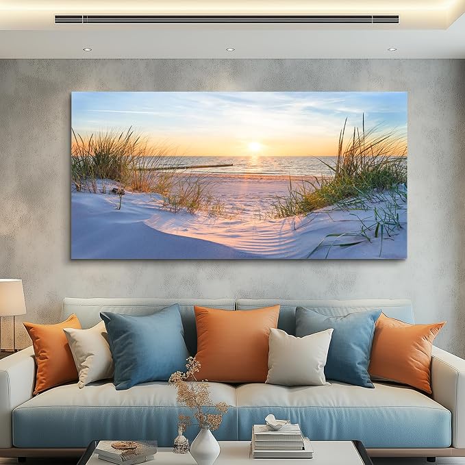 Wall Art For Living Room Large Size Wall Decorations Pictures Blue Sun Beach - Image 8