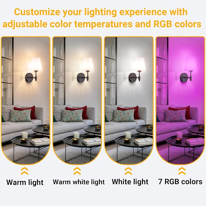 Vimhou Peel and Stick Wall Sconces, Stick On Wall Sconce Set of 2, Battery - Image 4
