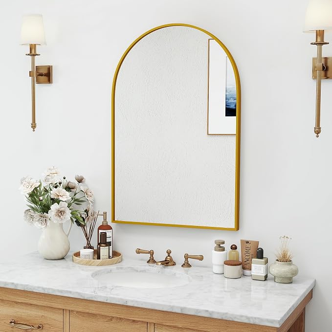 SCWF-GZ 30x20 Arch Mirror Rectangle Wall Mounted Hanging or Against Wall Metal - Image 9