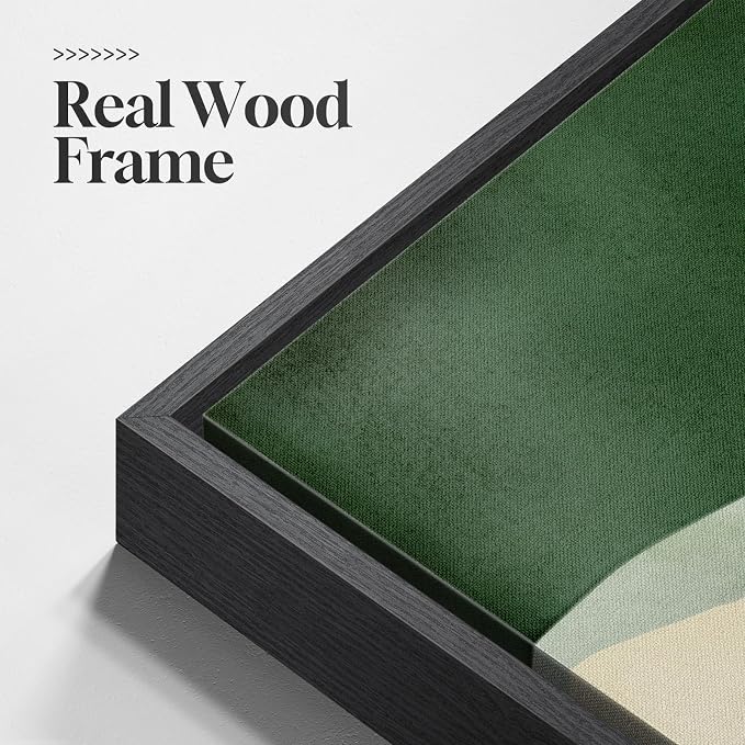 Large Framed Green and Beige Abstract Wall Art - Image 6