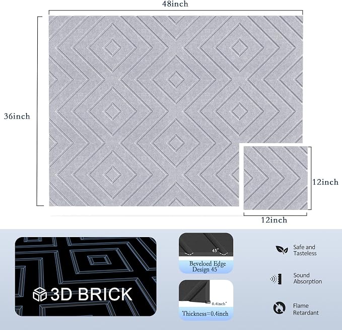 12Pack Acoustic Wall Panels, Self-Adhesive Sound Proof Foam Panels - Image 2