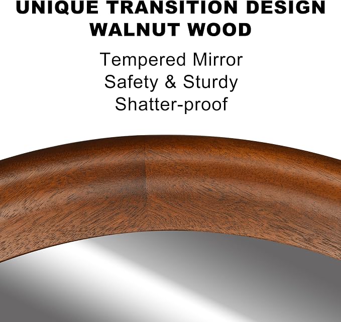CULER Round Wall Mirrors 24 Inch, Wood Rustic Decorative Transitional Mirror - Image 5
