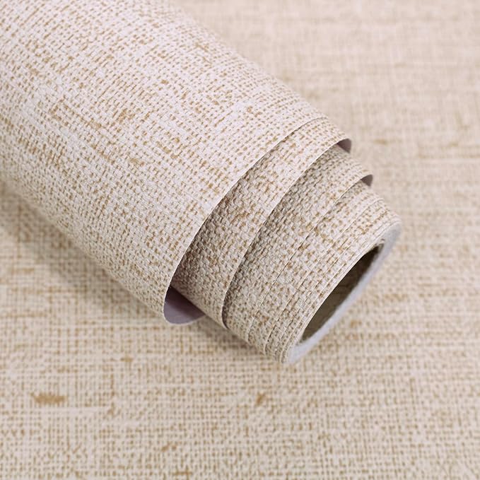 Beige Grasscloth Peel and Stick Wallpaper Textured Contact Paper 15.7inch x by lenify