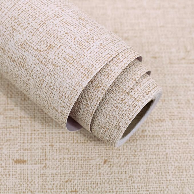 Beige Grasscloth Peel and Stick Wallpaper Textured Contact Paper 15.7inch x by lenify