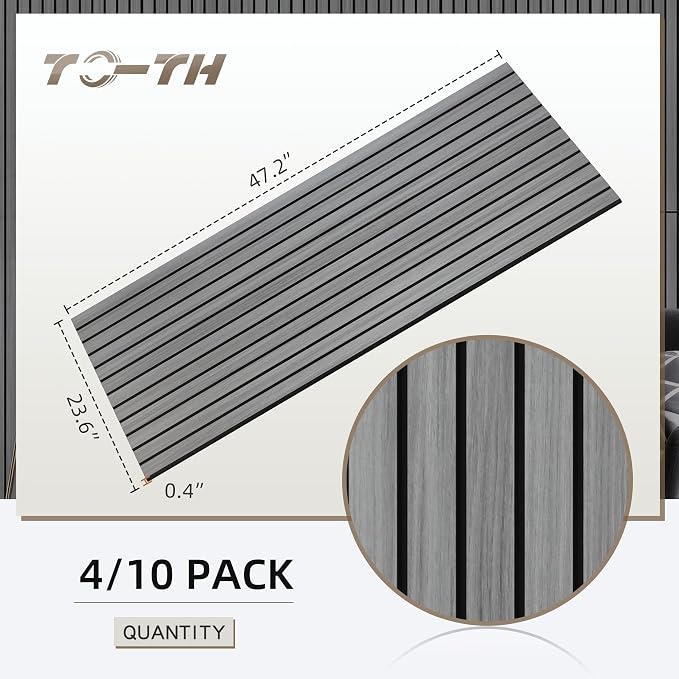 TO-TH Wood-Look Acoustic Panel, 4 Pack 47.2” x 23.6” Soundproof Wall Panels - Image 7