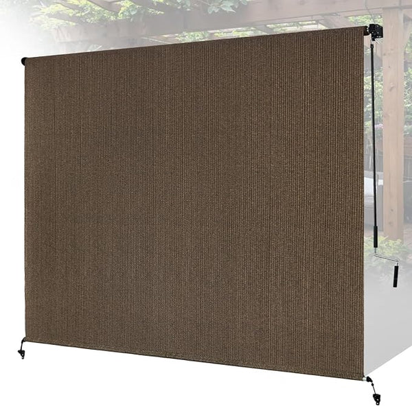 10'W x 8'H Mocha Outdoor Roller Shade by Unknown