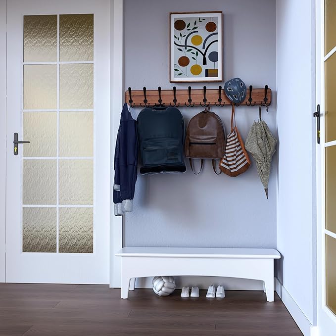 SKOLOO Rustic Large Coat Rack Wall Mount-38.6'' Long Coat Rack - Image 4