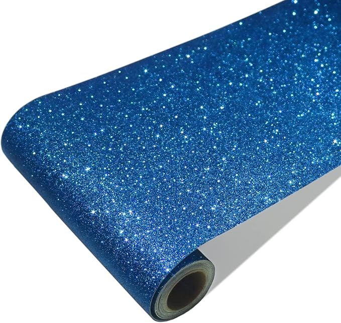 CRE8TIVE Blue Glitter Wallpaper Border Fabric Glitter Wallpaper Stick and Peel by CRE8TIVE